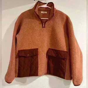 Madewell Size XS oversized Pink Quilted Pocket Long Sleeve Jacket preowned